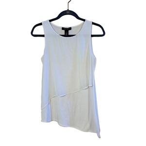 white house black market womens  Size  XS White Asymmetrical Tank W/sheer Cape